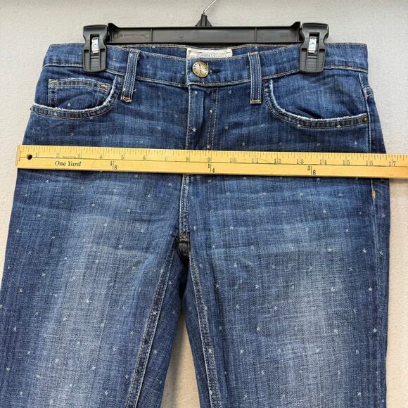 Current / Elliott Jeans Women's 26 (2) Blue Polka Dot Pattern Tapered Raw Hem - Picture 10 of 13